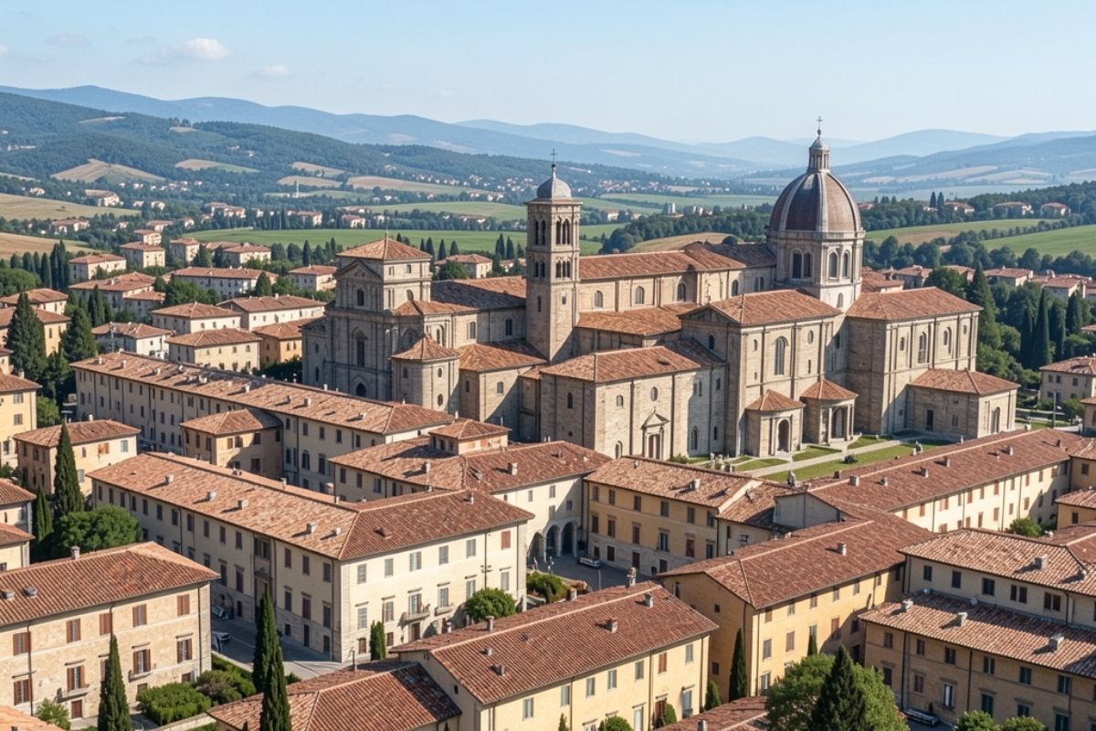 Vista panoramica di Fermo con il Duomo e il centro storico, evidenziando la bellezza architettonica